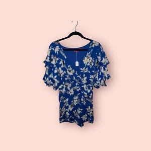 BOOHOO 6 blue floral romper